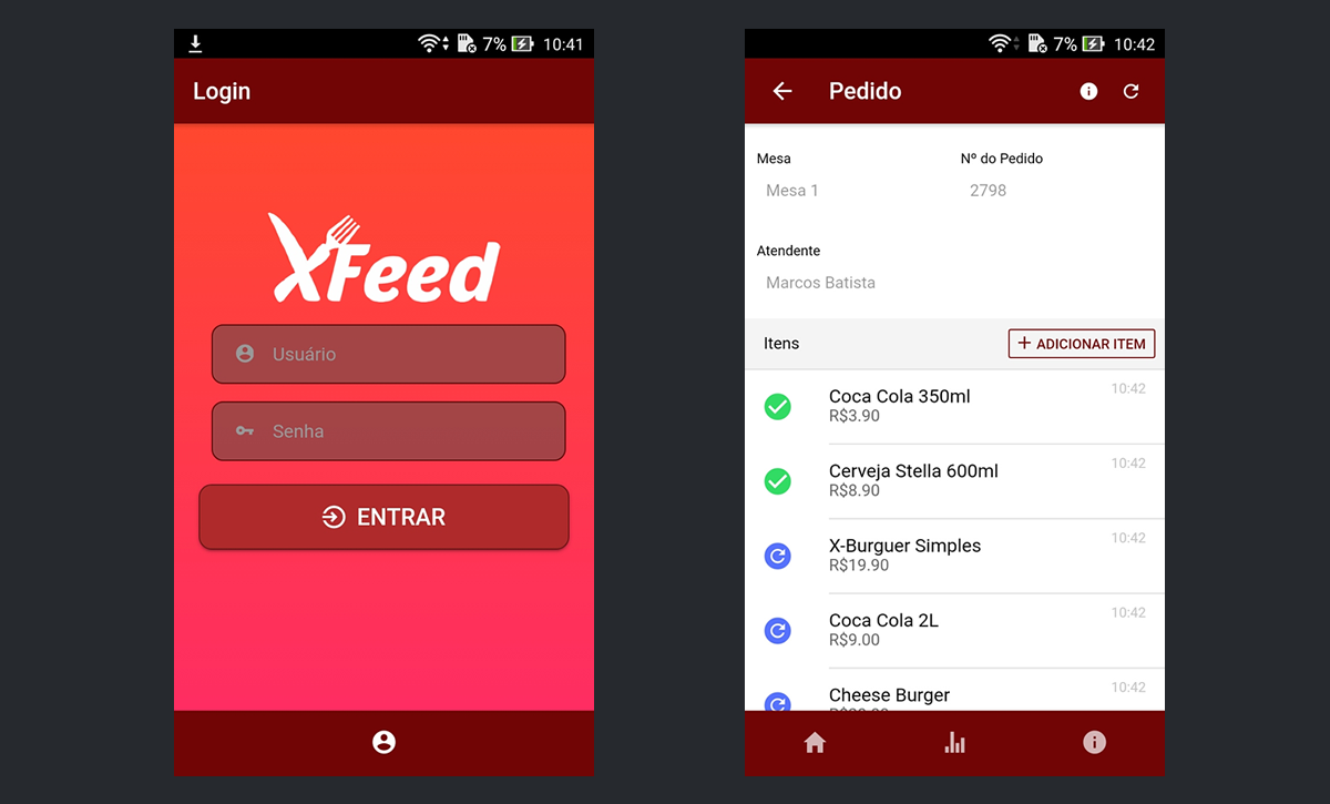 Que tal utilizar este novo modelo de comandas virtuais? O XFeed fornece um aplicativo pronto para instalar nos aparelhos celulares (android | ios em breve) dos seus atendentes, onde poderão cadastrar pedidos e adicionar produtos aos pedidos dos clientes, de forma rápida e prática.